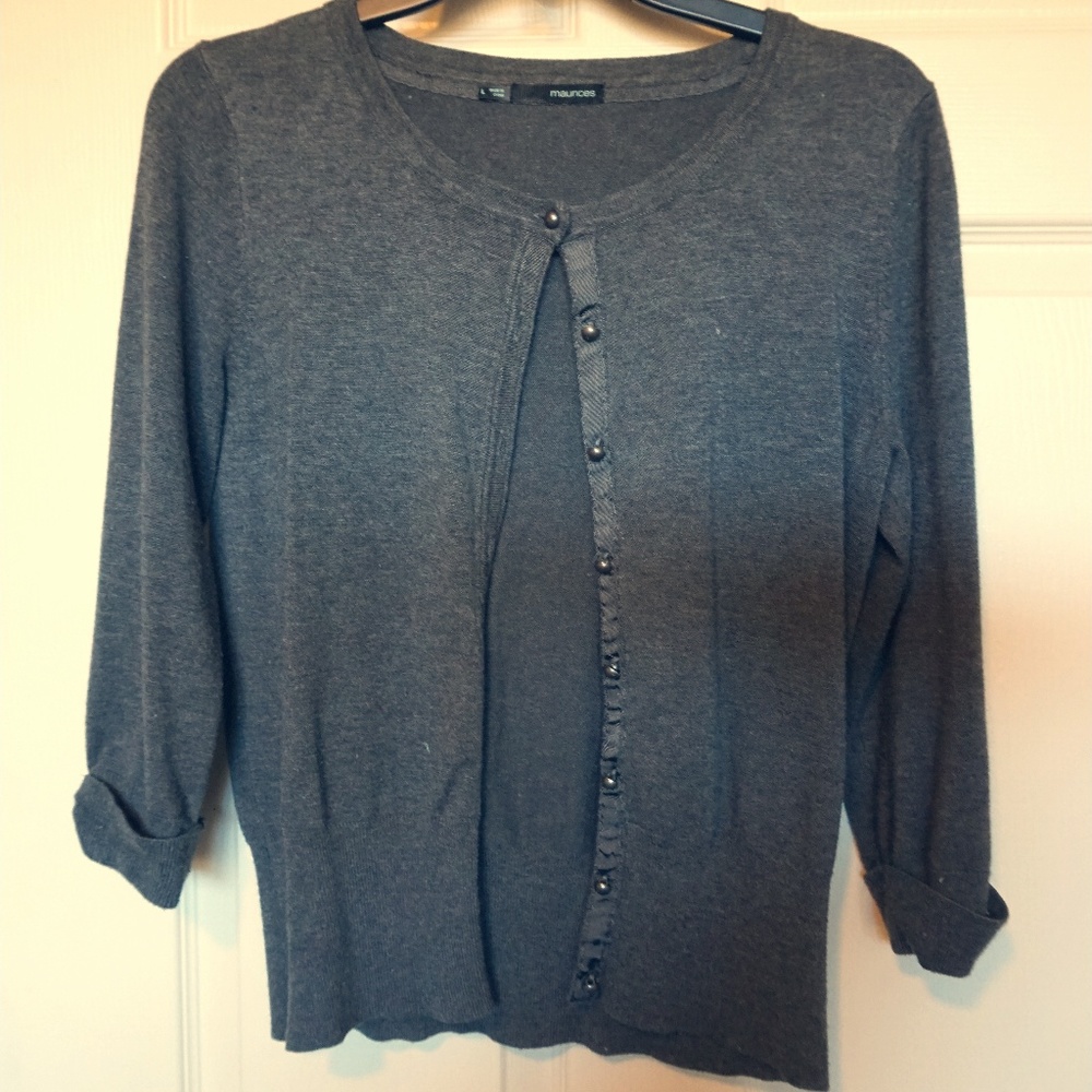 3/4 Sleeve Dark Gray Cardigan